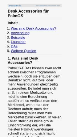 Vorschau der mobilen Webseite www.stdk.de, Desk Accessories für PalmOS