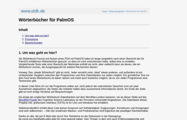 Vorschau von stdk.de, Wörterbücher für PalmOS