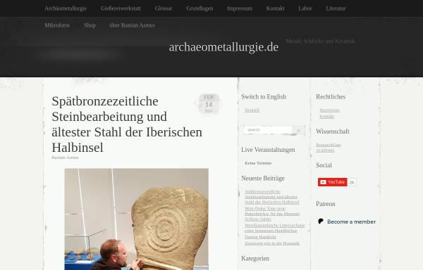 Vorschau von archaeometallurgie.de, Prähistorische Buntmetallverarbeitung