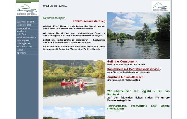 Vorschau von www.outdoorstation.de, Kanutouren und Kanuverleih auf der Sieg