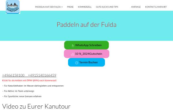Vorschau von www.kanutours-fulda.de, Kanutours-Fulda GbR
