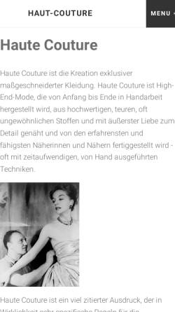 Vorschau der mobilen Webseite www.haut-couture.at, Hautarzt Dr. Bernadette Vago