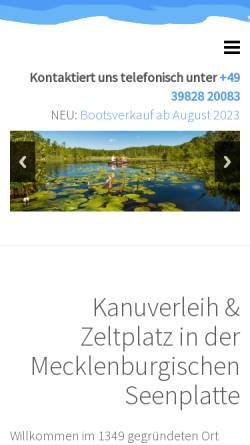 Vorschau der mobilen Webseite kanuhof-wustrow.de, Kanuverleih Kanuhof Wustrow
