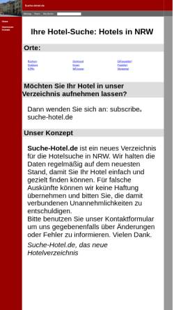 Vorschau der mobilen Webseite www.suche-hotel.de, Hotel-Suche in NRW