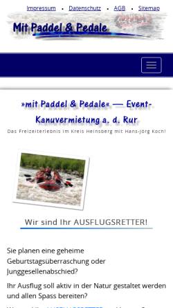 Vorschau der mobilen Webseite www.mit-paddel-und-pedale.de, Mit Paddel und Pedale