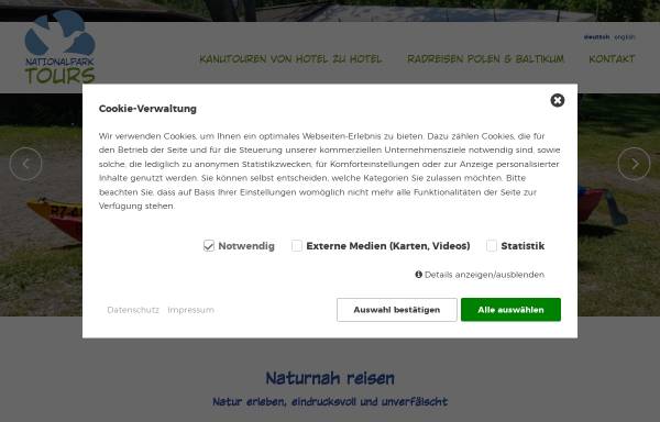 Vorschau von www.nationalparktours.de, Naturerlebnisreisen in Mecklenburg