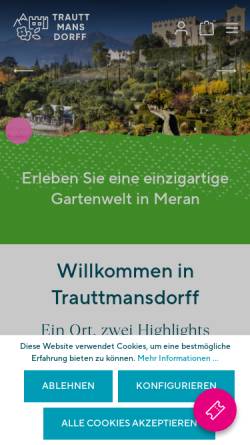 Vorschau der mobilen Webseite www.trauttmansdorff.it, Meran, Schloss Trauttmansdorff