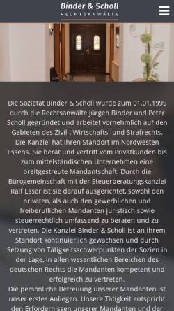 Vorschau der mobilen Webseite kanzlei-binder-scholl.de, Binder & Scholl