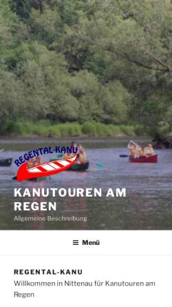 Vorschau der mobilen Webseite www.bootwandern.de, Regental-Kanu, Kanuverleih und Kanutouren am Regen