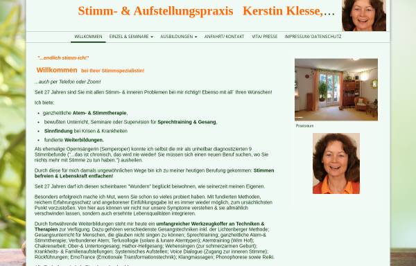 Vorschau von www.k-klesse.de, Heilpraxis für Stimme und Psychotherapie Kerstin Klesse