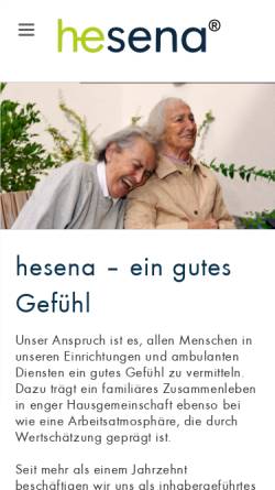 Vorschau der mobilen Webseite www.hesena.de, hesena Management GmbH - Senioren Domizil am Zoo in Dresden