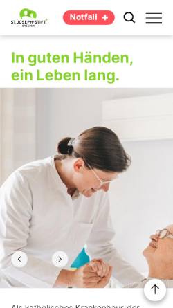 Vorschau der mobilen Webseite www.josephstift-dresden.de, Krankenhaus St. Joseph-Stift