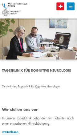 Vorschau der mobilen Webseite tk.uniklinikum-leipzig.de, Tagesklinik für kognitive Neurologie