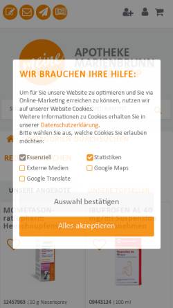 Vorschau der mobilen Webseite www.apotheke-marienbrunn.de, Apotheke Marienbrunn
