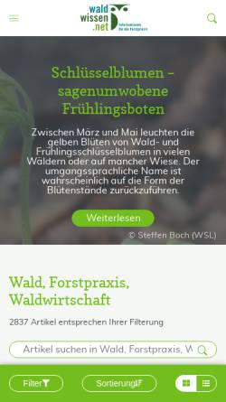 Vorschau der mobilen Webseite www.waldwissen.net, Waldwissen.net
