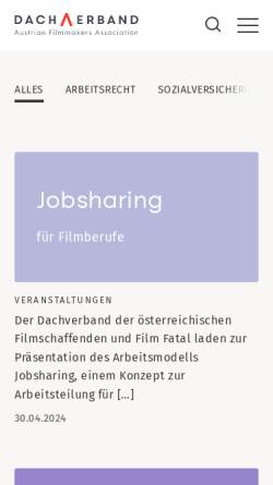 Vorschau der mobilen Webseite www.filmschaffende.at, Dachverband von Berufsvereinigungen der Österreichischen Filmschaffenden