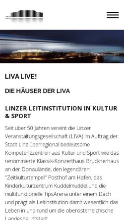 Vorschau der mobilen Webseite www.liva.at, LIVA - Linzer Veranstaltungsgesellschaft Gmbh