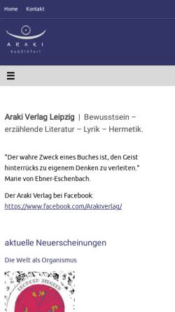 Vorschau der mobilen Webseite www.araki.de, Edition Araki