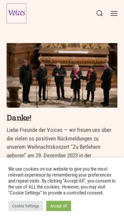 Vorschau der mobilen Webseite www.voices.at, Vokalensemble Voices