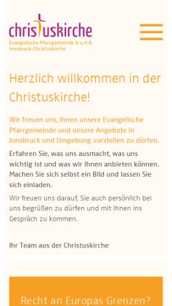 Vorschau der mobilen Webseite www.innsbruck-christuskirche.at, Evangelische Pfarrgemeinde Innsbruck Christuskirche
