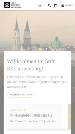 Vorschau der mobilen Webseite www.stift-klosterneuburg.at, Stift Klosterneuburg