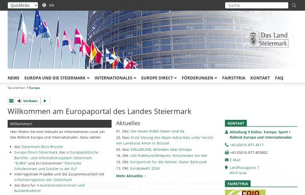 Vorschau von www.europa.steiermark.at, Europa Steiermark