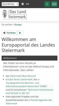 Vorschau der mobilen Webseite www.europa.steiermark.at, Europa Steiermark