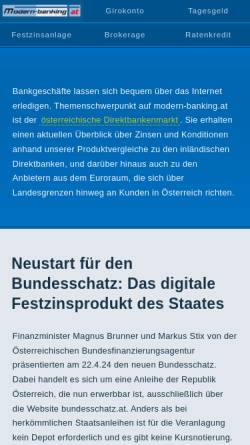 Vorschau der mobilen Webseite www.modern-banking.at, Modern-banking.at by Frank Rassier