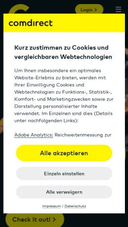 Vorschau der mobilen Webseite www.comdirect.de, Comdirect bank AG