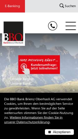 Vorschau der mobilen Webseite www.bbobank.ch, Bank Brienz Oberhasli