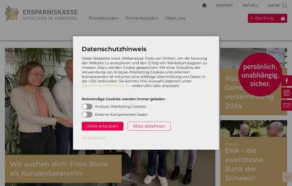 Vorschau von www.ekaffoltern.ch, Ersparniskasse Affoltern i.E.