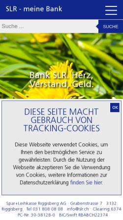 Vorschau der mobilen Webseite www.slr.ch, Spar- und Leihkasse Riggisberg
