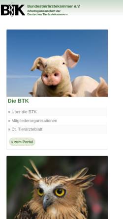 Vorschau der mobilen Webseite www.bundestieraerztekammer.de, Bundestierärztekammer