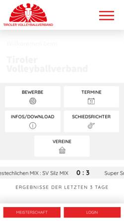 Vorschau der mobilen Webseite www.tvv.at, Tiroler Volleyballverband
