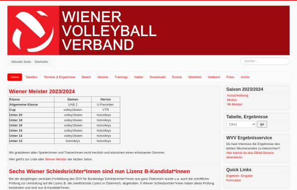 Vorschau von www.volleyball-wien.at, Wiener Volleyballverband
