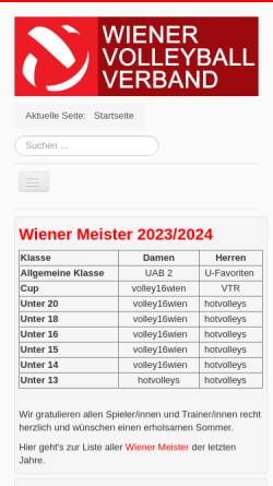 Vorschau der mobilen Webseite www.volleyball-wien.at, Wiener Volleyballverband