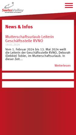 Vorschau der mobilen Webseite www.rvno.ch, RVNO - Regionaler Volleyballverband Nordostschweiz