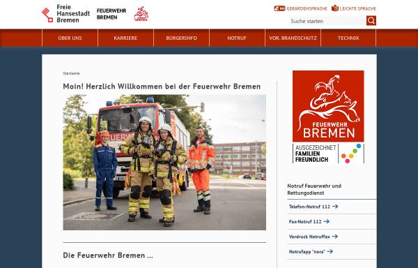 Vorschau von www.feuerwehr-bremen.org, Berufsfeuerwehr Bremen