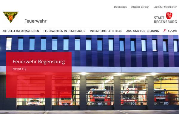 Vorschau von www.regensburg.de, Berufsfeuerwehr Regensburg (Bayern)