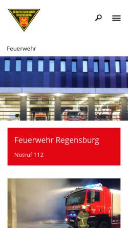 Vorschau der mobilen Webseite www.regensburg.de, Berufsfeuerwehr Regensburg (Bayern)