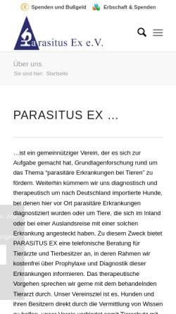 Vorschau der mobilen Webseite www.parasitosen.de, Verein Parasitus Ex e. V.