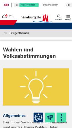 Vorschau der mobilen Webseite www.hamburg.de, Wahlen und Abstimmungen in Hamburg