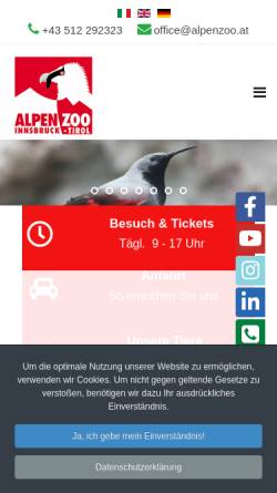 Vorschau der mobilen Webseite www.alpenzoo.at, Alpenzoo Innsbruck