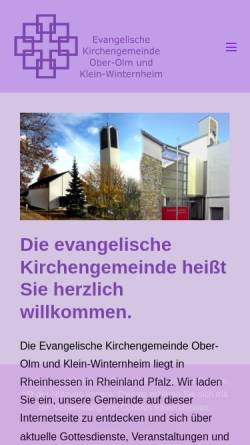 Vorschau der mobilen Webseite www.ev-kirche-ok.de, Evangelische Kirchengemeinde Ober-Olm und Klein-Winternheim