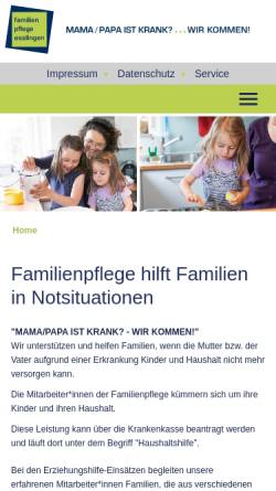 Vorschau der mobilen Webseite www.familienpflege-es.de, Familienpflege Esslingen C.Pukrop gGmbH