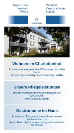 Vorschau der mobilen Webseite www.seniorenresidenz-charlottenhof.de, Seniorenresidenz Charlottenhof gGmbH