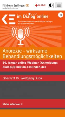 Vorschau der mobilen Webseite www.kliniken-es.de, Städtische Kliniken