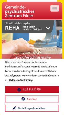 Vorschau der mobilen Webseite www.gpz-filder.de, Gemeindepsychiatrisches Zentrum Fildergebiet