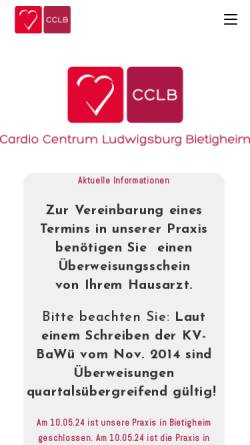 Vorschau der mobilen Webseite www.cclb.de, Praxis für Kardiologie