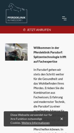 Vorschau der mobilen Webseite www.pferdeklinik-in-parsdorf.de, Pferdeklinik in Parsdorf